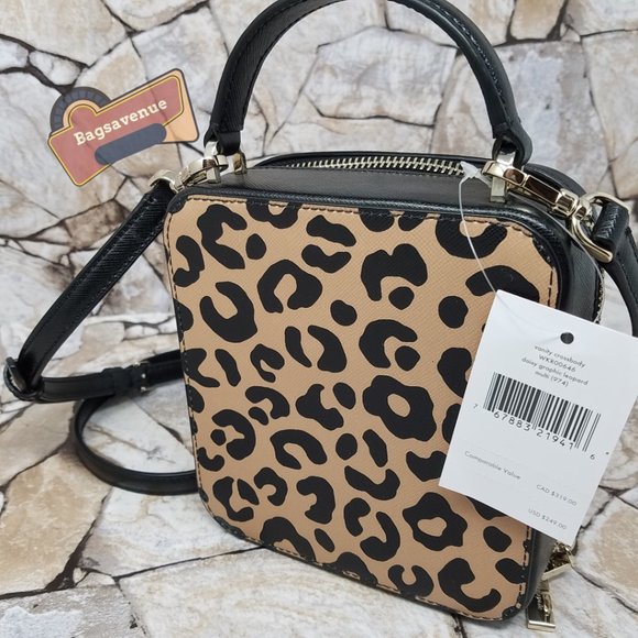 DAISY GRAPHIC LEOPARD VANITY CROSSBODY BAG WKR00646 NWT $249 BLACK KATE SPADE - Picture 6 of 7